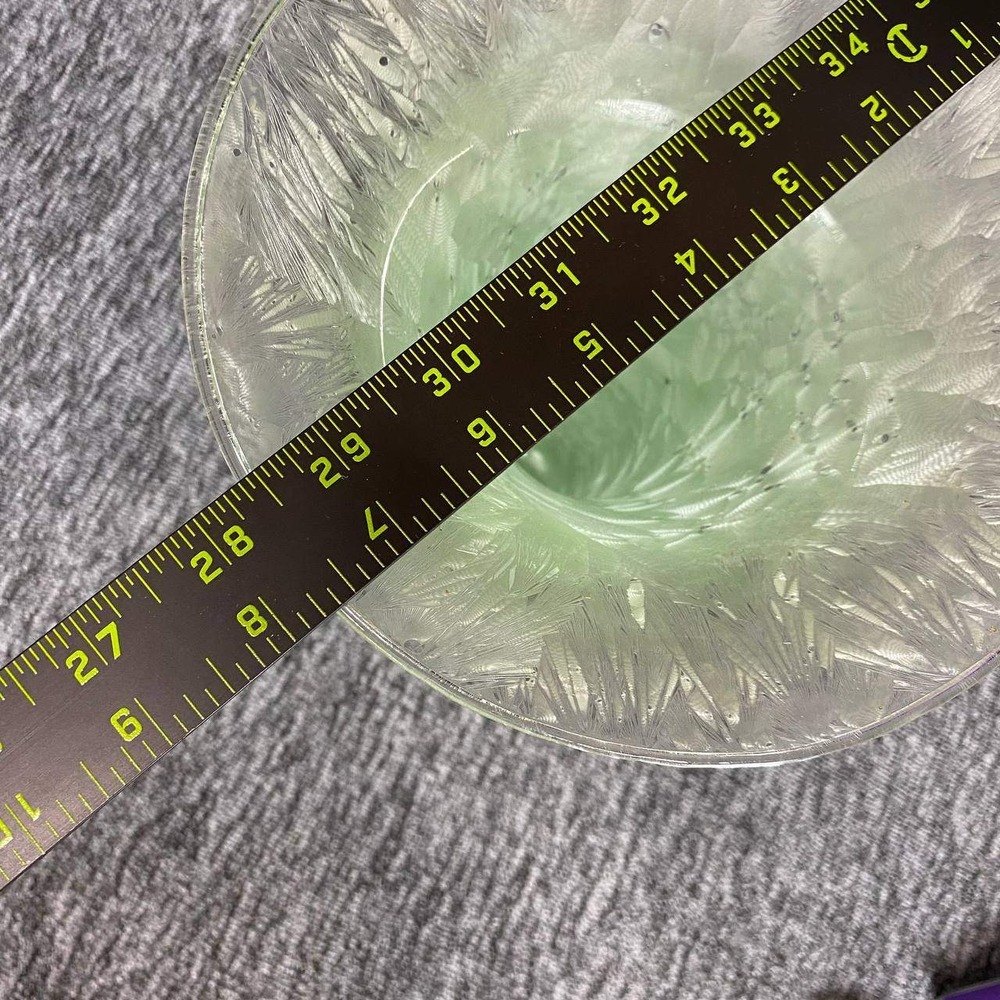Spain Glass Trumpet Vase Large Green Textured Swirl Floral Centerpiece Decor - Picture 5 of 8